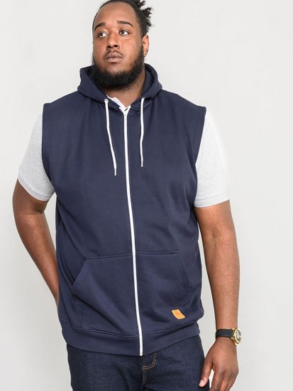 D555 Blake Sleeveless Hoodie Navy - Puloverji & jopice - Moški Puloverji & Jopice za Močnejše Postave