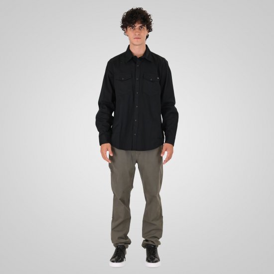 Double Outfitters GS-5126 Srajca s pritiskači Črna - Srajce - Moške srajce za Močnejše Postave