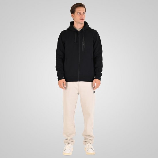 Double Outfitters MTOP-1160 Pulover s kapuco in zadrgo Črna - Puloverji & jopice - Moški Puloverji & Jopice za Močnejše Postave