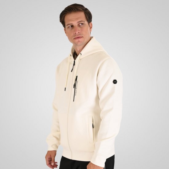 Double Outfitters MTOP-1160 Pulover s kapuco in zadrgo Bela - Puloverji & jopice - Moški Puloverji & Jopice za Močnejše Postave