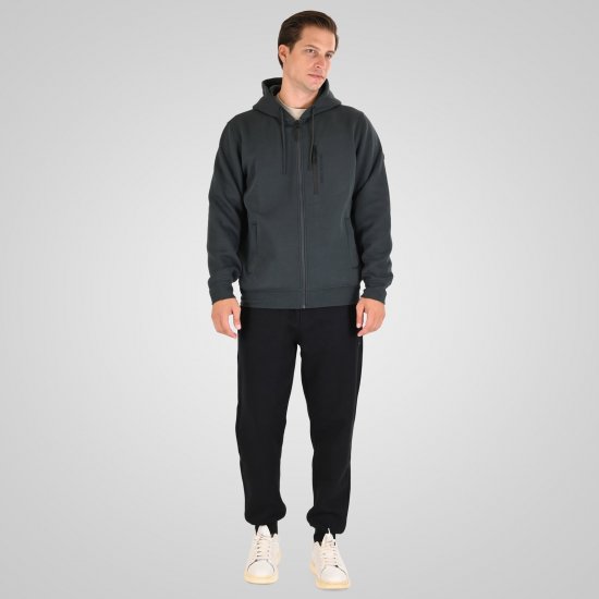 Double Outfitters MTOP-1160 Pulover s kapuco in zadrgo Temno zelena - Puloverji & jopice - Moški Puloverji & Jopice za Močnejše Postave