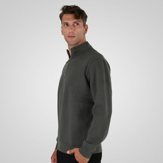 Double Outfitters MTOP-1163 Pulover s polovično zadrgo Kaki - Puloverji & jopice - Moški Puloverji & Jopice za Močnejše Postave