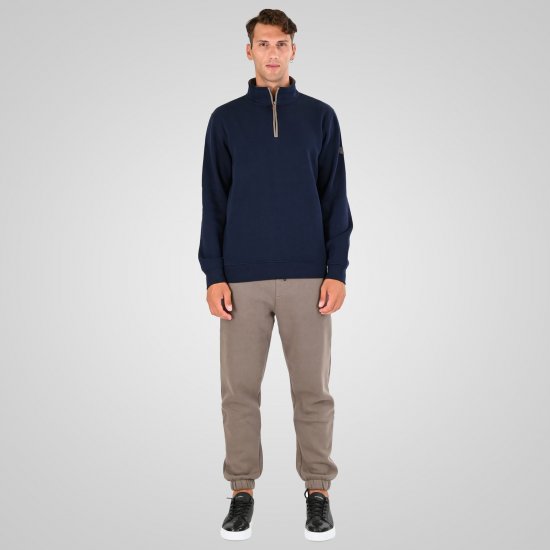Double Outfitters MTOP-1163 Pulover s polovično zadrgo Mornarska - Puloverji & jopice - Moški Puloverji & Jopice za Močnejše Postave