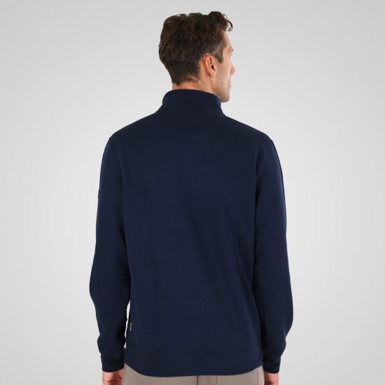 Double Outfitters MTOP-1163 Pulover s polovično zadrgo Mornarska - Puloverji & jopice - Moški Puloverji & Jopice za Močnejše Postave