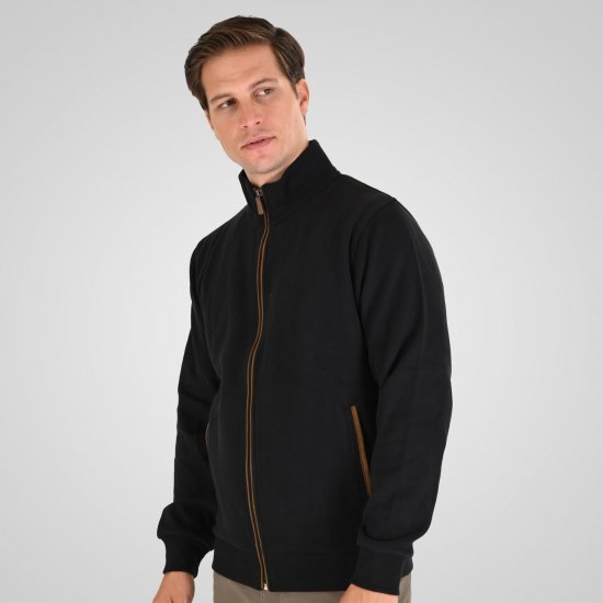 Double Outfitters SEL-1168 Pulover z zadrgo Črna - Puloverji & jopice - Moški Puloverji & Jopice za Močnejše Postave