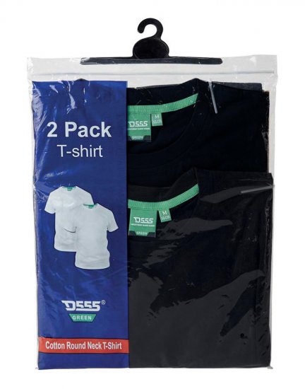 D555 Fenton 2-pack Black/Black T-shirt - Kratke Majice - Moške kratke majice za močnejše postave