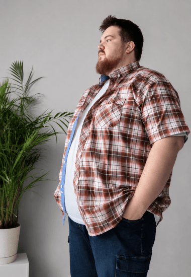 Kam Jeans 6368 Checked Short Sleeve Shirt Red - Srajce - Moške srajce za Močnejše Postave