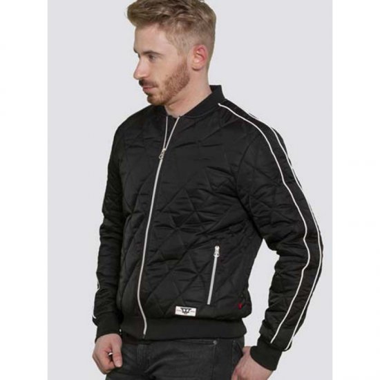 D555 Skipton Quilted Bomber Jacket Black - Jakne - Moške bunde za Močnejše Postave
