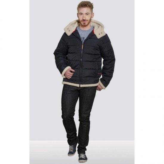 D555 Hudson Hooded Puffer Jacket Navy - Jakne - Moške bunde za Močnejše Postave