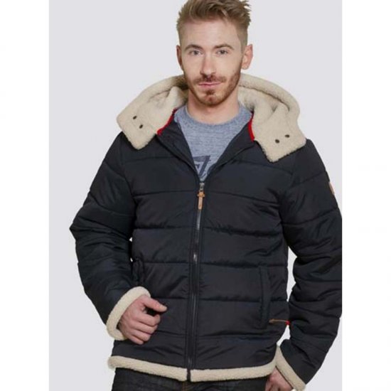 D555 Hudson Hooded Puffer Jacket Navy - Jakne - Moške bunde za Močnejše Postave