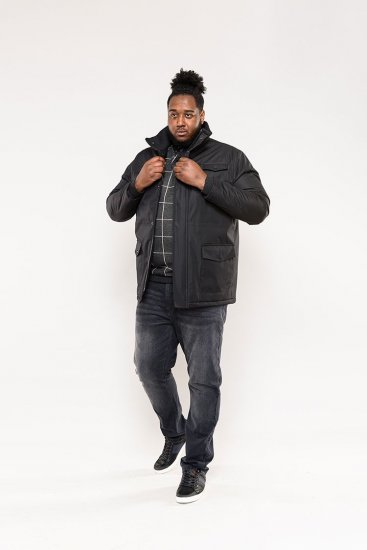 D555 Fargo Five Pocket Jacket With Ribbed Neck and Inner Quilting Black - Jakne - Moške bunde za Močnejše Postave