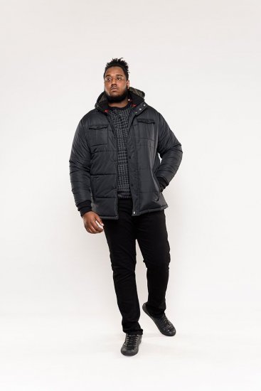 D555 Lonsdale Parka Style Jacket With Embroidery Patch On Sleeve Black - Jakne - Moške bunde za Močnejše Postave