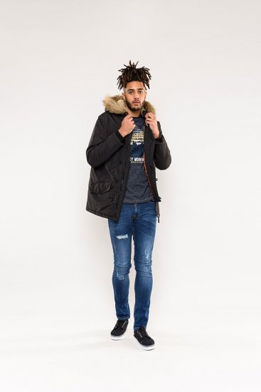D555 Dundee Parka Jacket With Fur trimming and Teddy Fur Lined hood - Jakne - Moške bunde za Močnejše Postave