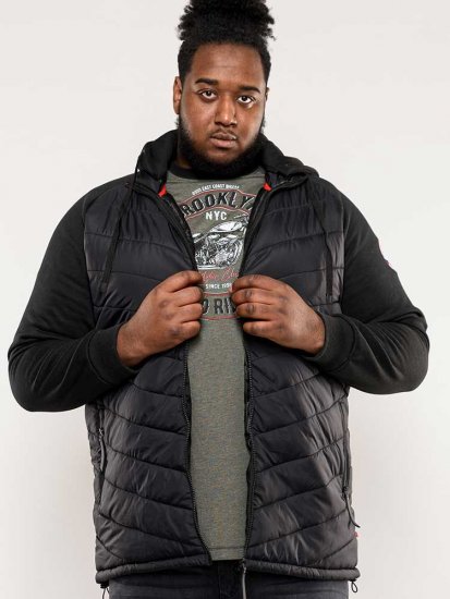 D555 Thorpe Hooded Quilted Jacket With Fleece Sleeves And Removable Fleece Hood - Jakne - Moške bunde za Močnejše Postave