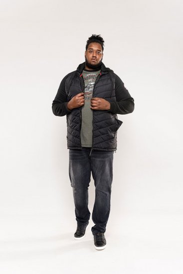 D555 Thorpe Hooded Quilted Jacket With Fleece Sleeves And Removable Fleece Hood - Jakne - Moške bunde za Močnejše Postave