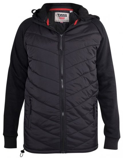 D555 Thorpe Hooded Quilted Jacket With Fleece Sleeves And Removable Fleece Hood - Jakne - Moške bunde za Močnejše Postave