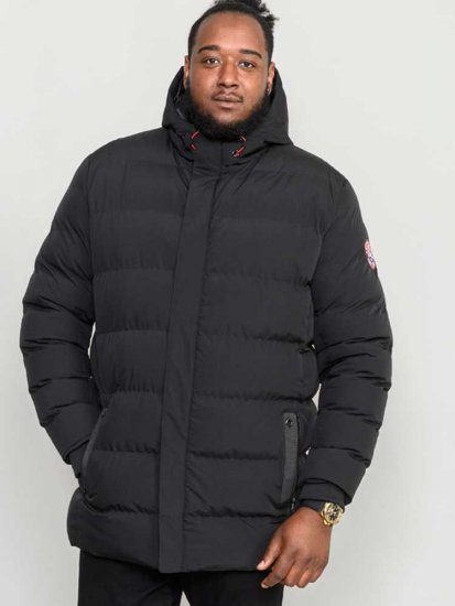 D555 Grove Quilted Parka Jacket Black - Jakne - Moške bunde za Močnejše Postave