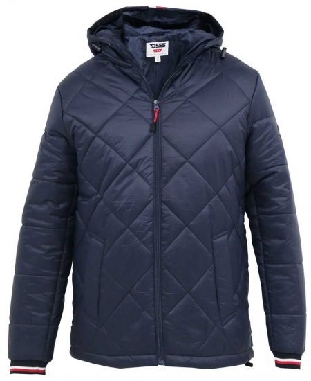 D555 Angus Diamond Quilted Puffer Jacket Navy - Jakne - Moške bunde za Močnejše Postave