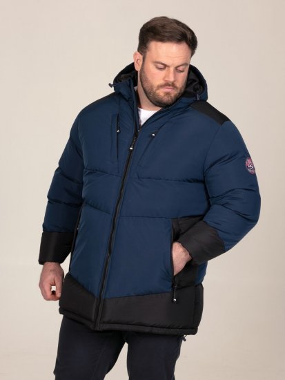 D555 Hank Ripstop Contrast Panelled Padded Hooded Jacket Mornarska - Jakne - Moške bunde za Močnejše Postave