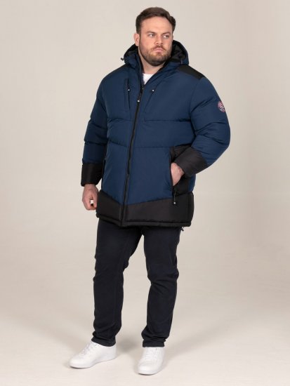 D555 Hank Ripstop Contrast Panelled Padded Hooded Jacket Mornarska - Jakne - Moške bunde za Močnejše Postave