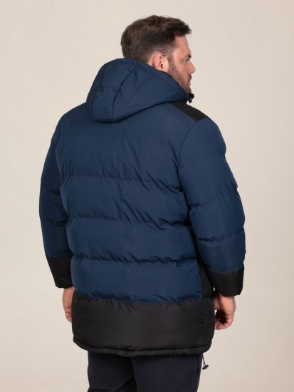 D555 Hank Ripstop Contrast Panelled Padded Hooded Jacket Mornarska - Jakne - Moške bunde za Močnejše Postave