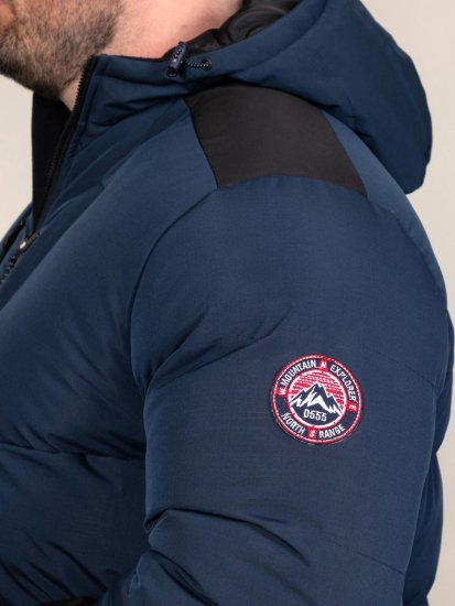 D555 Hank Ripstop Contrast Panelled Padded Hooded Jacket Mornarska - Jakne - Moške bunde za Močnejše Postave