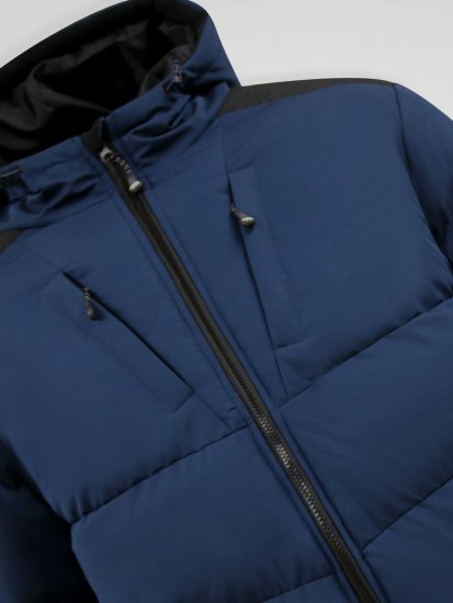 D555 Hank Ripstop Contrast Panelled Padded Hooded Jacket Mornarska - Jakne - Moške bunde za Močnejše Postave