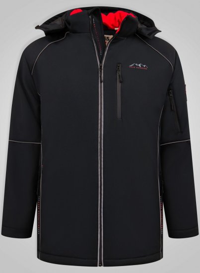 D555 Jamie Soft Shell Detachable Hood Padded Jacket Črna - Jakne - Moške bunde za Močnejše Postave