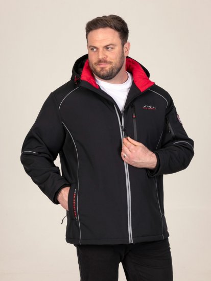 D555 Jamie Soft Shell Detachable Hood Padded Jacket Črna - Jakne - Moške bunde za Močnejše Postave