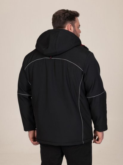 D555 Jamie Soft Shell Detachable Hood Padded Jacket Črna - Jakne - Moške bunde za Močnejše Postave
