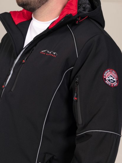 D555 Jamie Soft Shell Detachable Hood Padded Jacket Črna - Jakne - Moške bunde za Močnejše Postave