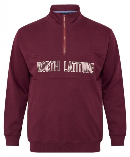 North Latitude Half Zip Pulover Bordo - Puloverji & jopice - Moški Puloverji & Jopice za Močnejše Postave