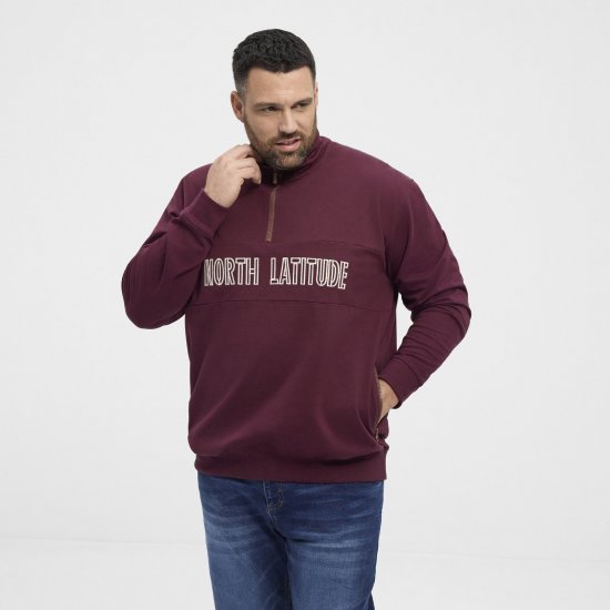 North Latitude Half Zip Pulover Bordo - Puloverji & jopice - Moški Puloverji & Jopice za Močnejše Postave