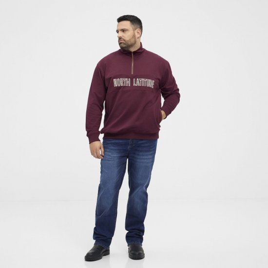 North Latitude Half Zip Pulover Bordo - Puloverji & jopice - Moški Puloverji & Jopice za Močnejše Postave