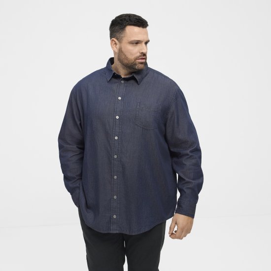 North Latitude 53139 denim srajca modra - Srajce - Moške srajce za Močnejše Postave
