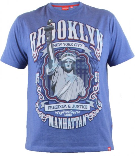 D555 Callum T-shirt Blue - Kratke Majice - Moške kratke majice za močnejše postave