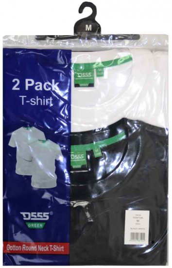 D555 Fenton 2-pack Black/White T-shirt - Kratke Majice - Moške kratke majice za močnejše postave