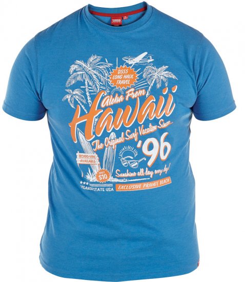 D555 Ashley T-shirt Blue - Kratke Majice - Moške kratke majice za močnejše postave