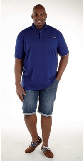 D555 Asia Polo Shirt Blue - Polo majice - Moške Polo Majice za Močnejše Postave