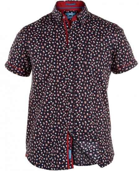 D555 Keaton Flower print Short Sleeve Shirt - Srajce - Moške srajce za Močnejše Postave