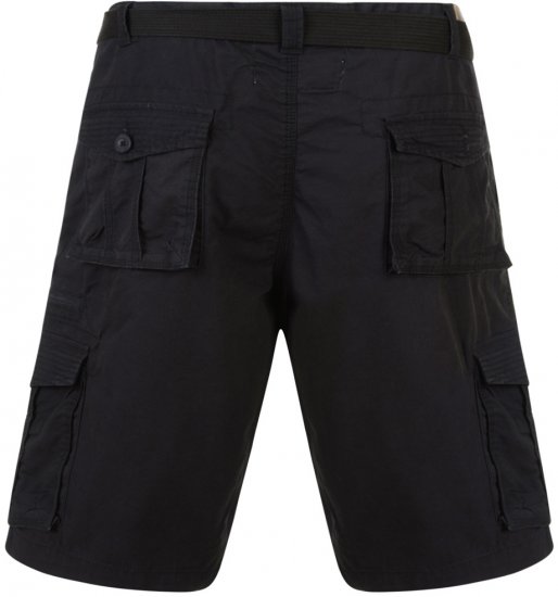 Kam Jeans Belted Cargo Shorts Black - Kratke hlače - Moške Kratke Hlače za Močnejše Postave