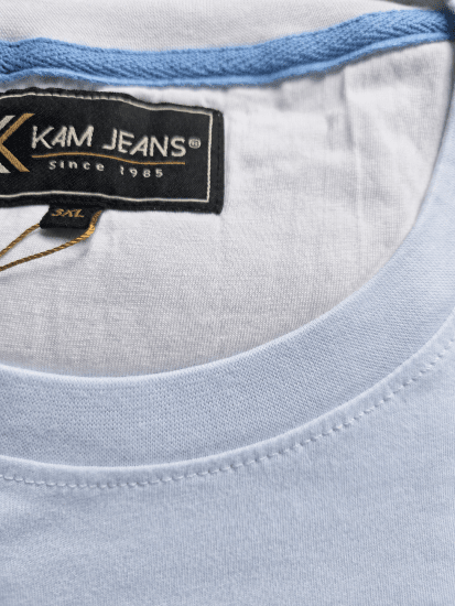 Kam Jeans 5780 Cut And Sew Panel T-Shirt Navy - Kratke Majice - Moške kratke majice za močnejše postave
