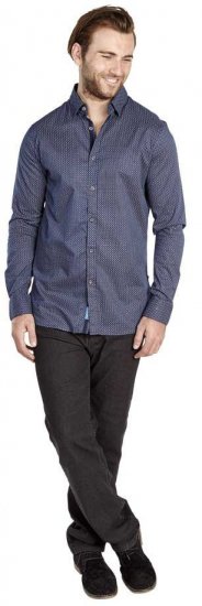 D555 MARVIN Small Circle Print Long Sleeve Shirt - Srajce - Moške srajce za Močnejše Postave