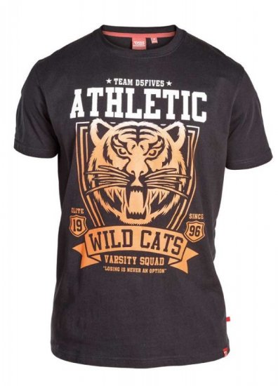 D555 STACY "Wild Cats" T-Shirt Black - Kratke Majice - Moške kratke majice za močnejše postave