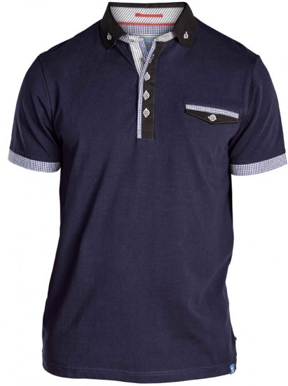 D555 Roland Short Sleeve Polo Shirt Navy - Polo majice - Moške Polo Majice za Močnejše Postave