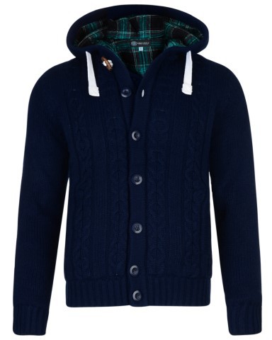 Kam Jeans Padded Knitted Cardigan Navy - Puloverji & jopice - Moški Puloverji & Jopice za Močnejše Postave