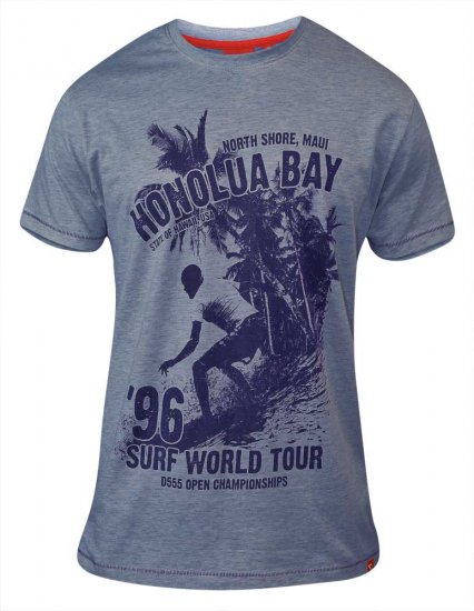 D555 CLAYTON Honolua Bay T-shirt Denim Marl - Kratke Majice - Moške kratke majice za močnejše postave