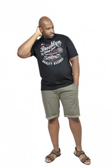 D555 NEAL Brooklyn Crew Neck T-Shirt Black - Kratke Majice - Moške kratke majice za močnejše postave