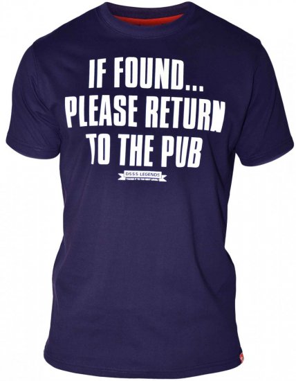 D555 SIMON 'Return To The Pub' T-Shirt Navy - Kratke Majice - Moške kratke majice za močnejše postave