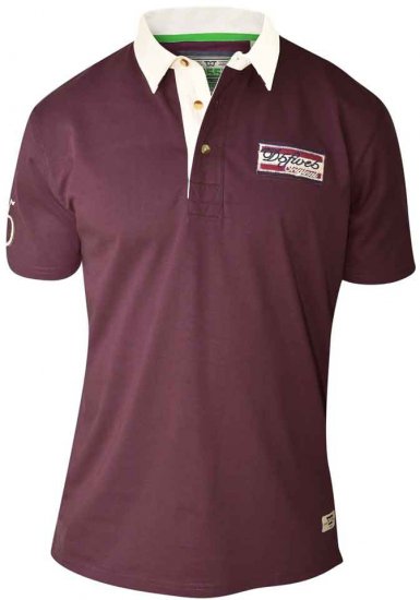 D555 NASH Short Sleeve Rugby Shirt Burgundy - Polo majice - Moške Polo Majice za Močnejše Postave